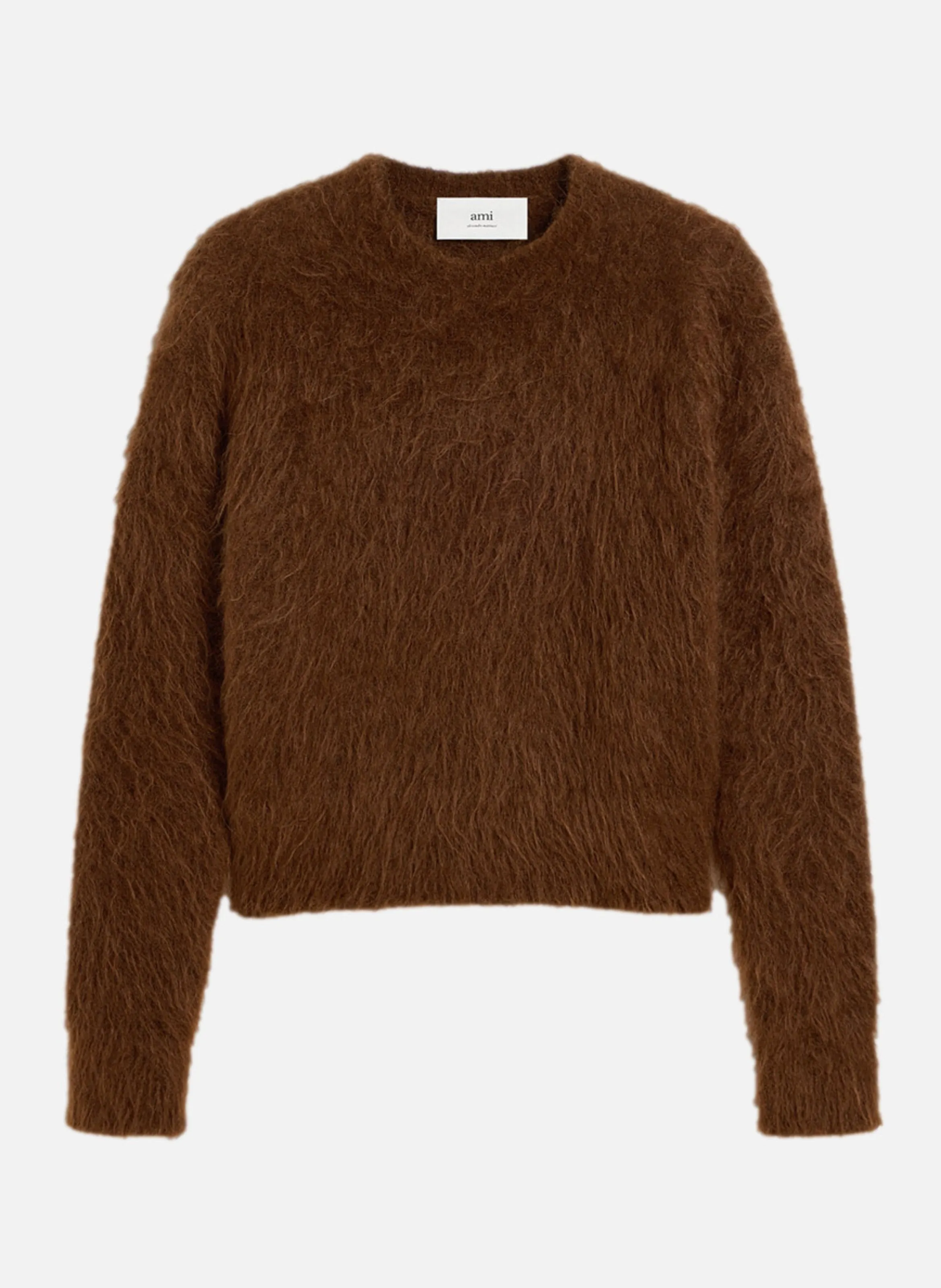 AMI PARIS  Pull en alpaga mohair brossé - Marron