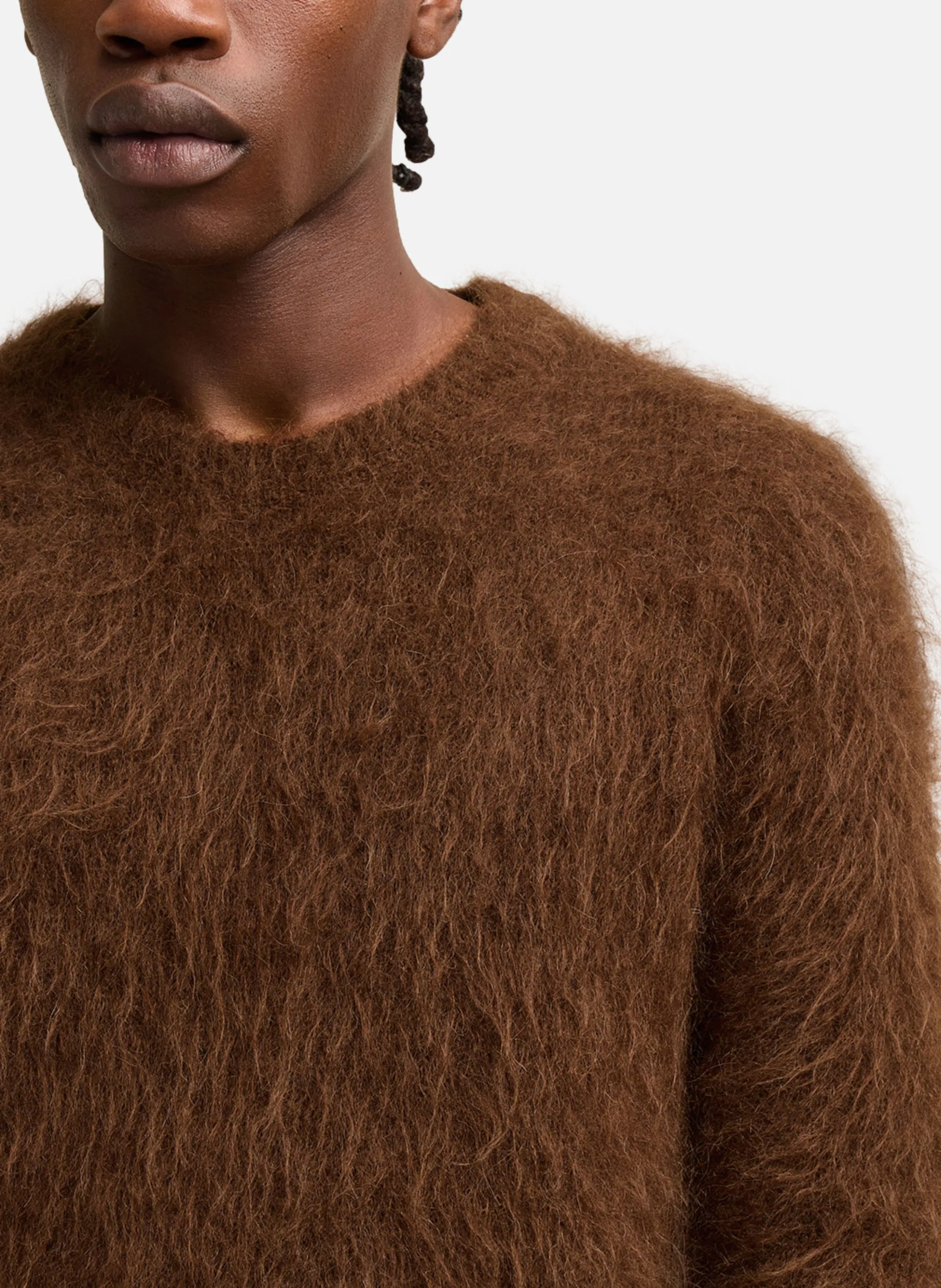 AMI PARIS  Pull en alpaga mohair brossé - Marron