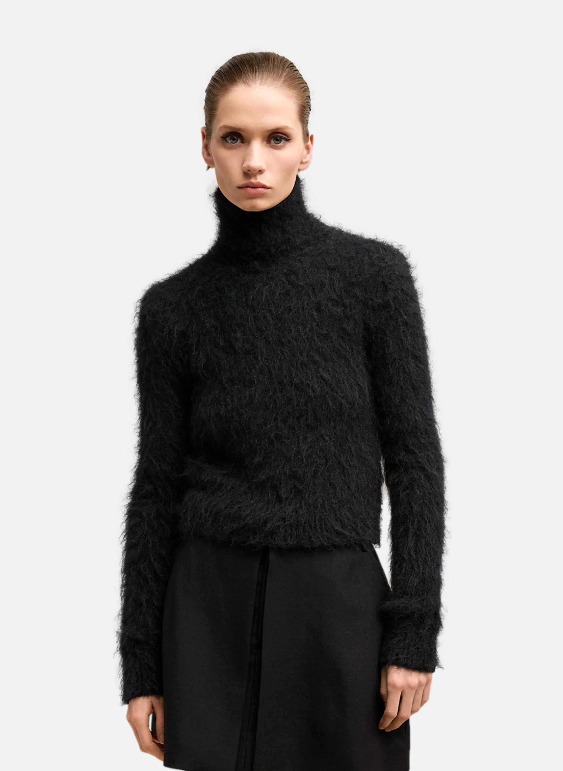 AMI PARIS  Pull en alpaga mohair brossé - Noir