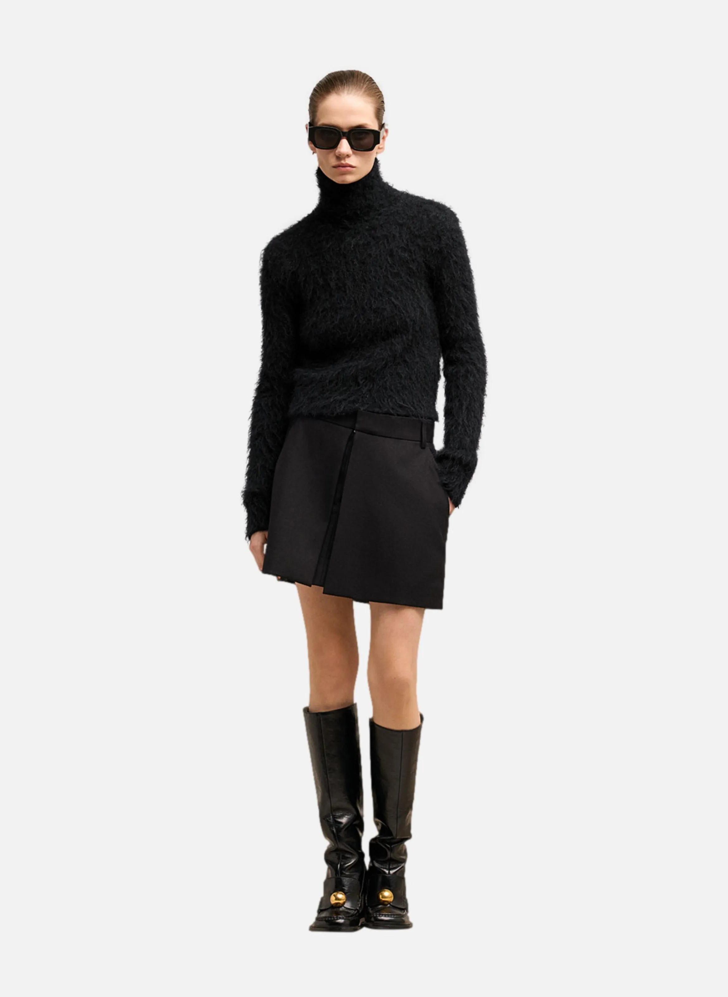 AMI PARIS  Pull en alpaga mohair brossé - Noir