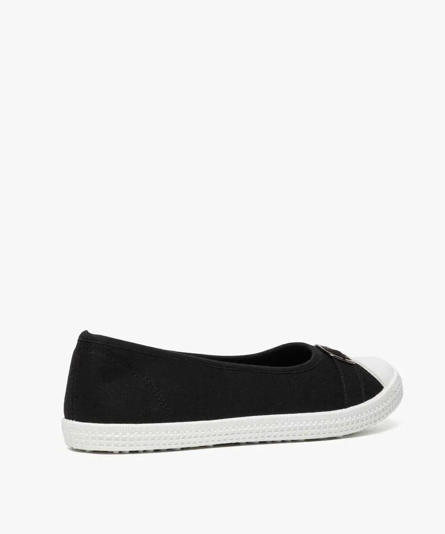 ballerines femme en toile avec bout renforce noir standard