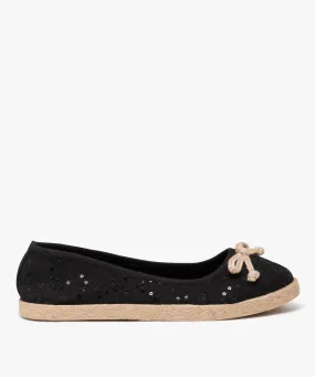 ballerines femme en toile imprimee et semelle corde noir baskets et tennis