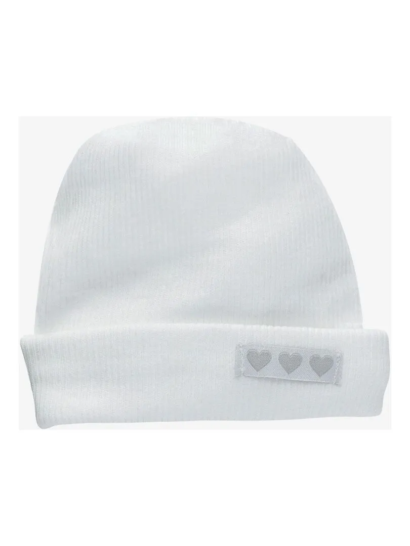 Bonnet de naissance en coton blanc - Blanc