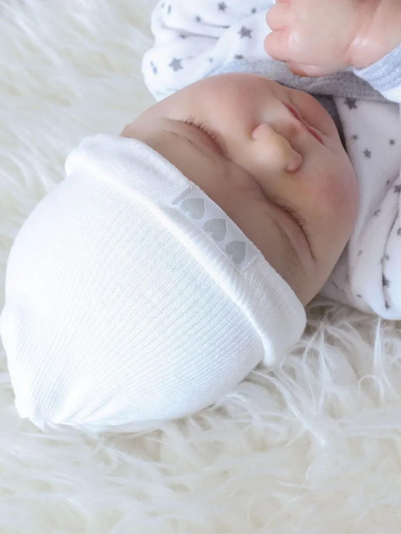 Bonnet de naissance en coton blanc - Blanc