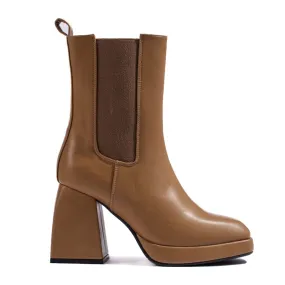 Bottines Chelsea femme Shelovet marron à talon large brun