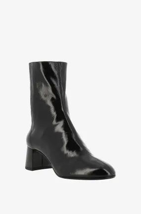 Bottines à talon carré en cuir nappa gloss Saint Honoré 50