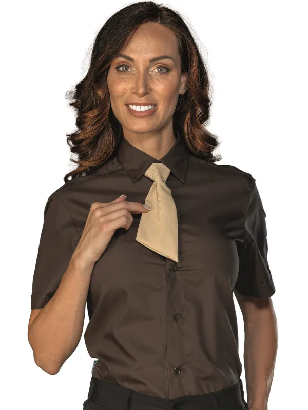 Chemise Nevada Unisexe à manches courtes Cacao 65% Polyester 35% Coton