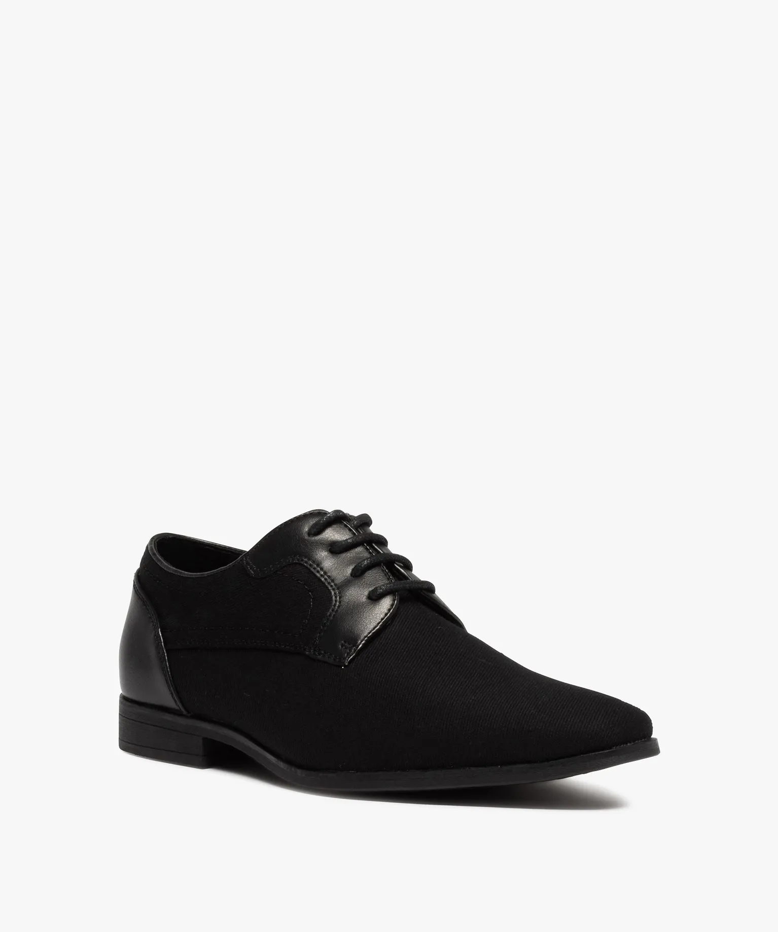 derbies homme unis en toile et matiere lisse noir vif