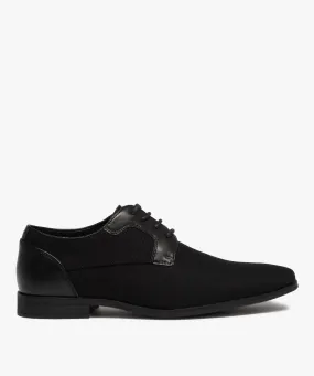 derbies homme unis en toile et matiere lisse noir vif