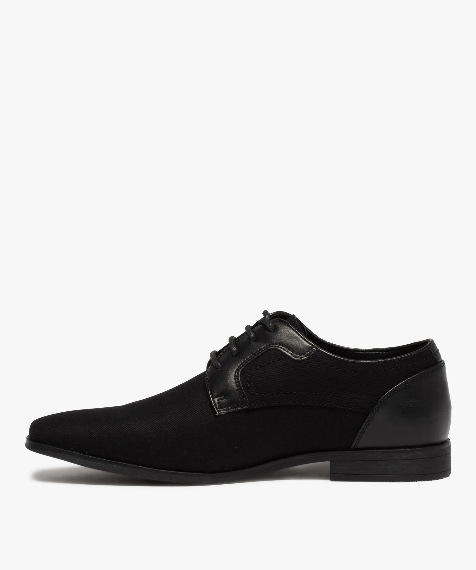 derbies homme unis en toile et matiere lisse noir vif