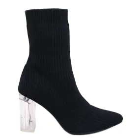 Destani Bottines chaussettes noires à talon transparent le noir