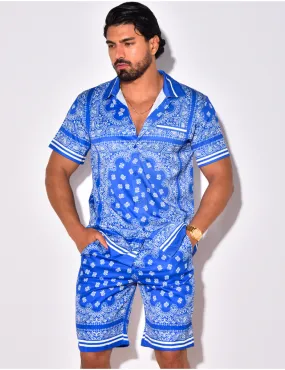 Ensemble short et chemise manches courtes à motifs bandana / 52783 - JEANS INDUSTRY