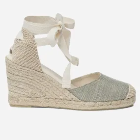 Espadrille compensée vert sauge pailleté en toile - Eram Femme | ERAM