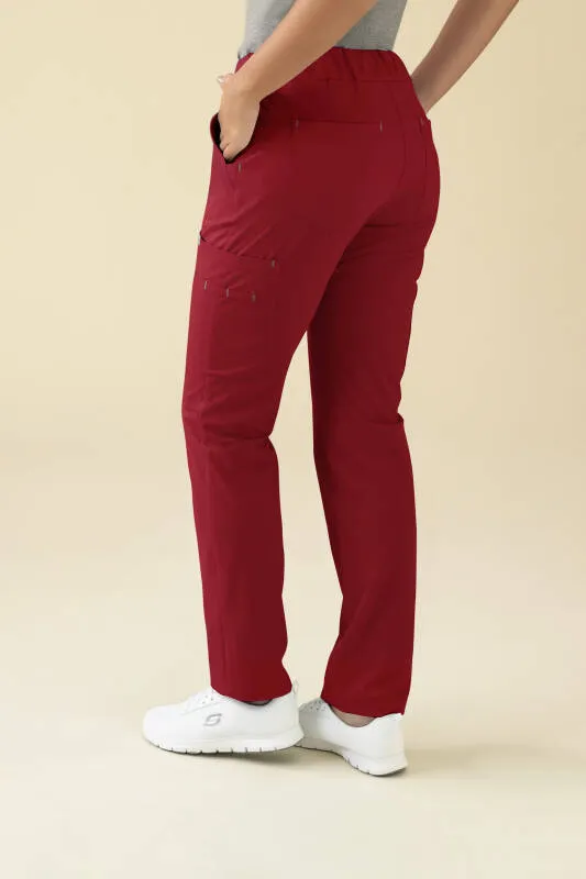 KAERE Pantalon Femme - avec poches cargo rouge