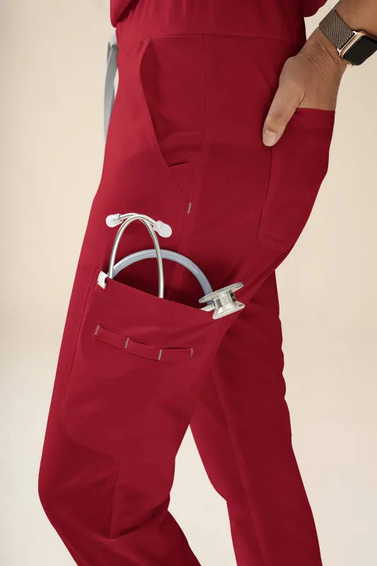 KAERE Pantalon Femme - avec poches cargo rouge