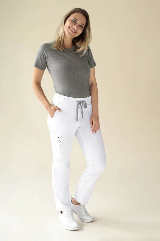 KAERE Pantalon Femme - avec poches cargo Taille courte blanc