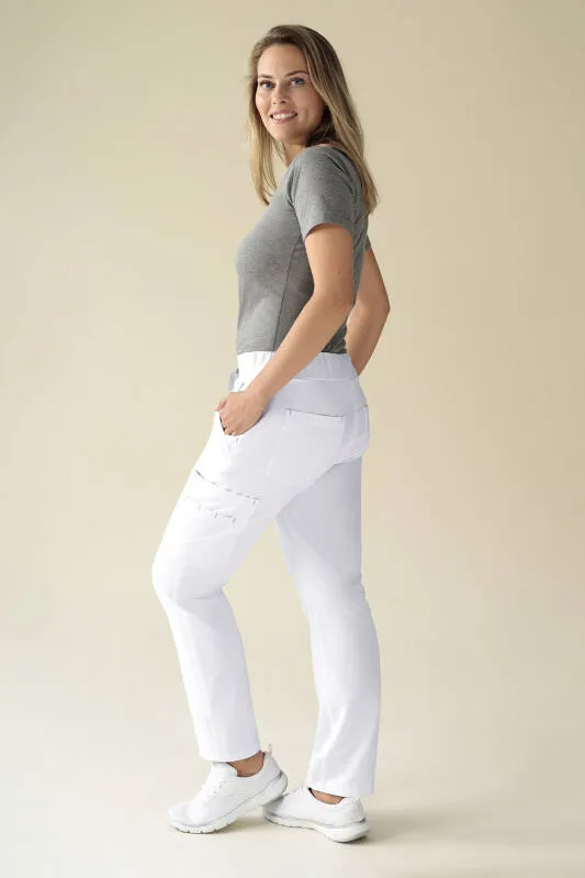 KAERE Pantalon Femme - avec poches cargo Taille courte blanc