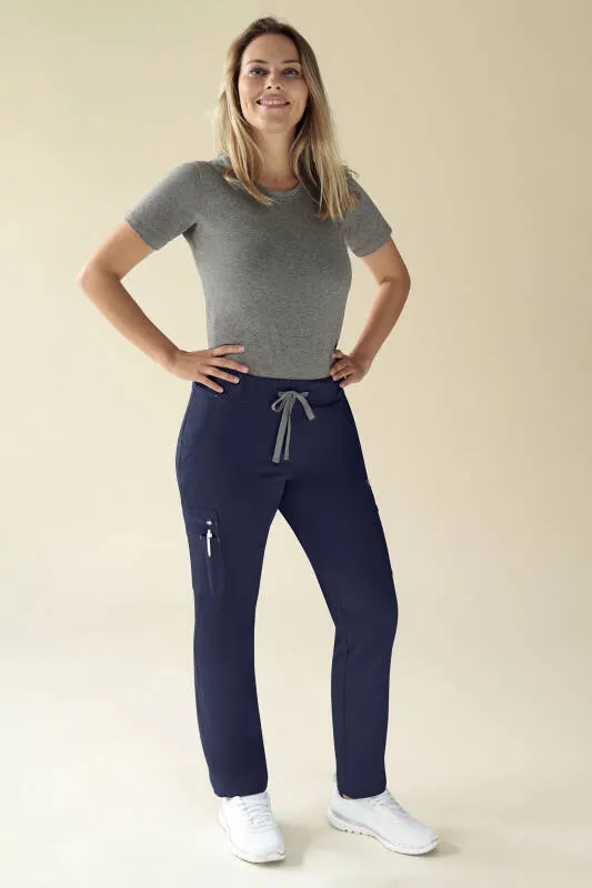 KAERE Pantalon Femme - avec poches cargo Taille courte bleu navy