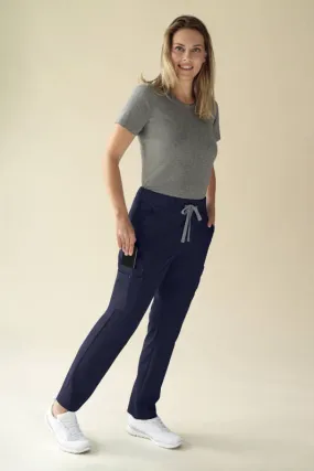 KAERE Pantalon Femme - avec poches cargo Taille courte bleu navy