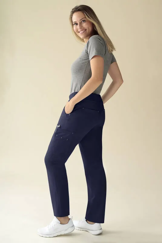 KAERE Pantalon Femme - avec poches cargo Taille courte bleu navy