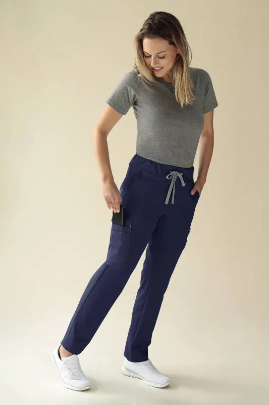 KAERE Pantalon Femme - avec poches cargo Taille courte bleu navy