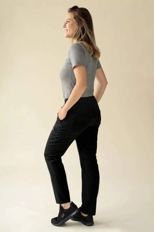 KAERE Pantalon Femme - avec poches cargo Taille courte noir