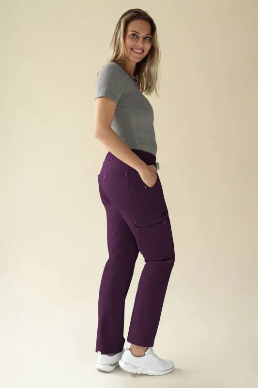 KAERE Pantalon Femme - avec poches cargo Taille courte prune