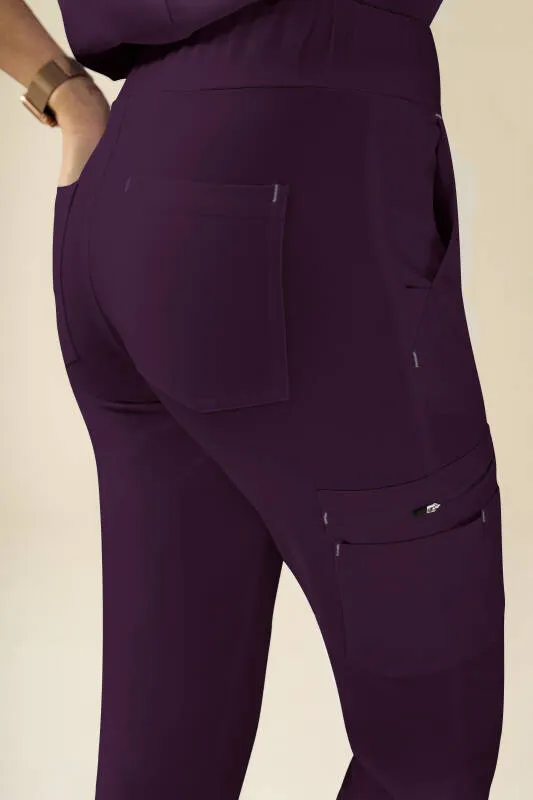 KAERE Pantalon Femme - avec poches cargo Taille courte prune