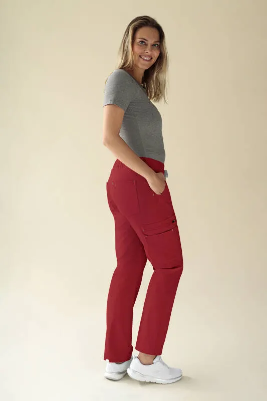 KAERE Pantalon Femme - avec poches cargo Taille courte rouge