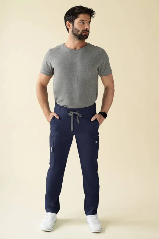 KAERE Pantalon Homme - avec poches cargo Taille courte bleu navy