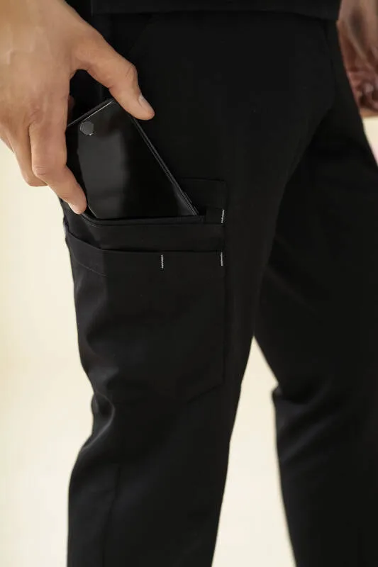 KAERE Pantalon Homme - avec poches cargo Taille courte noir