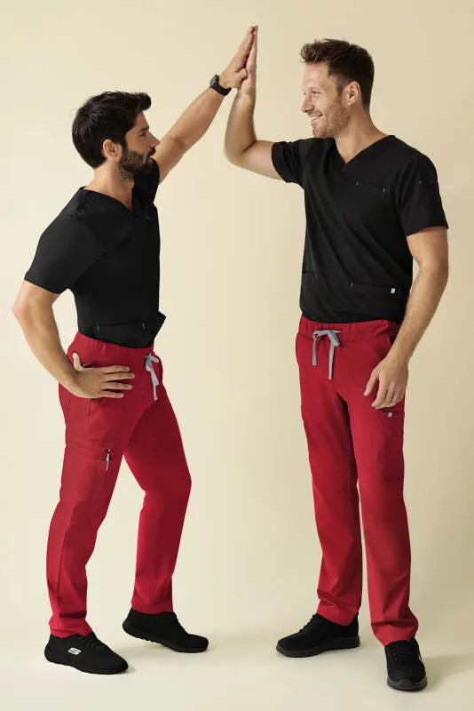 KAERE Pantalon Homme - avec poches cargo Taille courte rouge