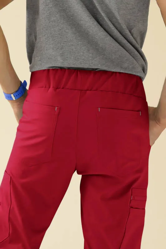 KAERE Pantalon Homme - avec poches cargo Taille courte rouge