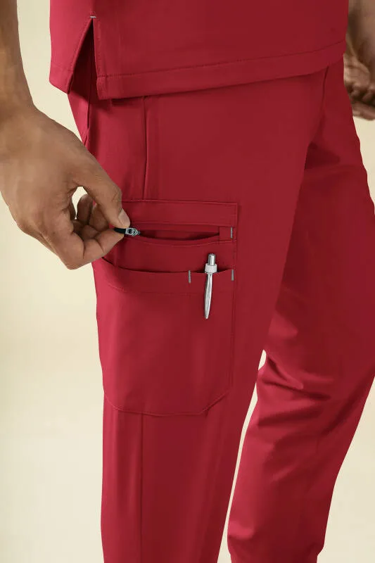 KAERE Pantalon Homme - avec poches cargo Taille courte rouge