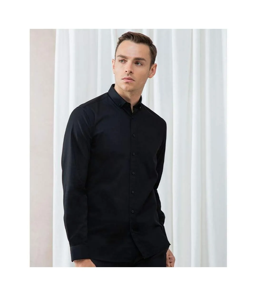 Modern chemise à manches longues homme noir Henbury