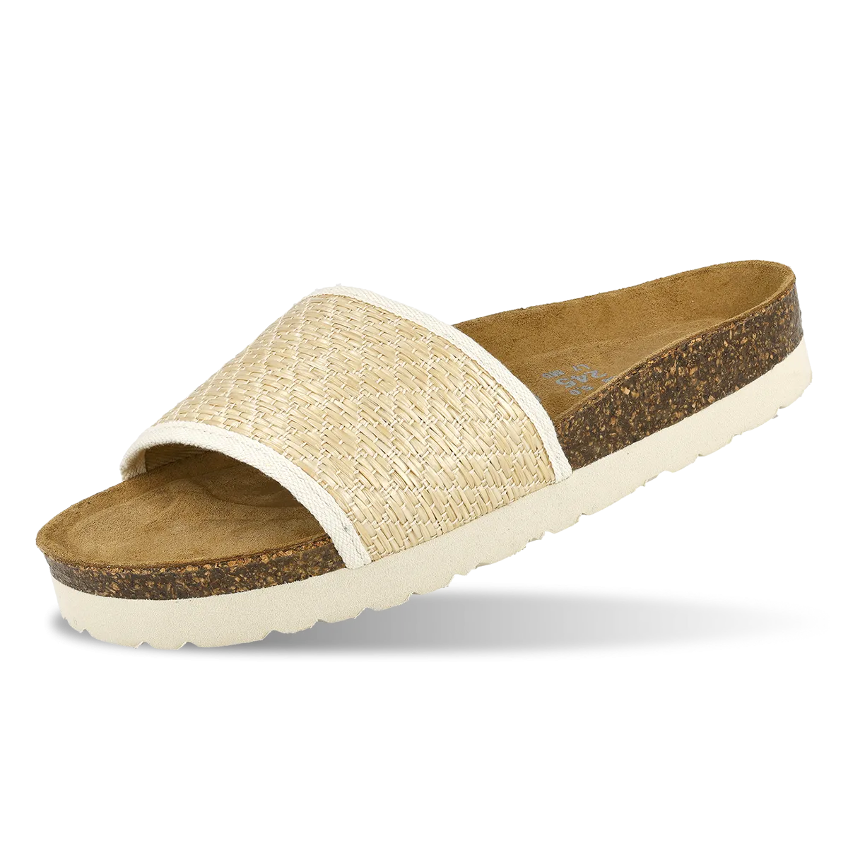 Mules plates en raphia- Beige