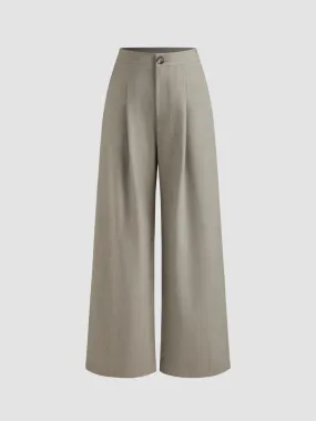 Pantalon droit à poches taille moyenne uni