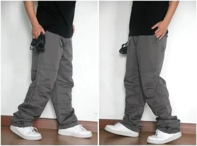 Pantalon large baggy style cargo en toile avec multiples poches