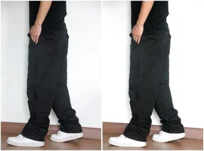 Pantalon large baggy style cargo en toile avec multiples poches