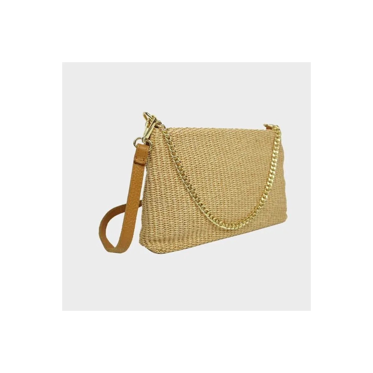 Petit sac bandoulière en raphia pour femme sur pecari