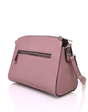 Petit sac bandoulière rectangulaire texturé vieux rose