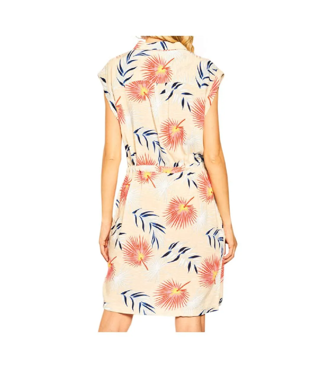 Robe Chemise Beige à fleurs Femme LEE Tropical