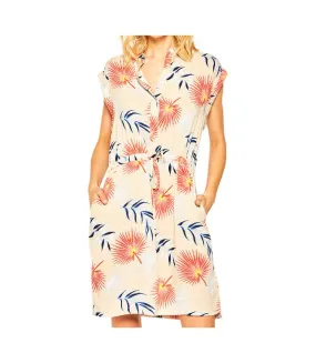 Robe Chemise Beige à fleurs Femme LEE Tropical