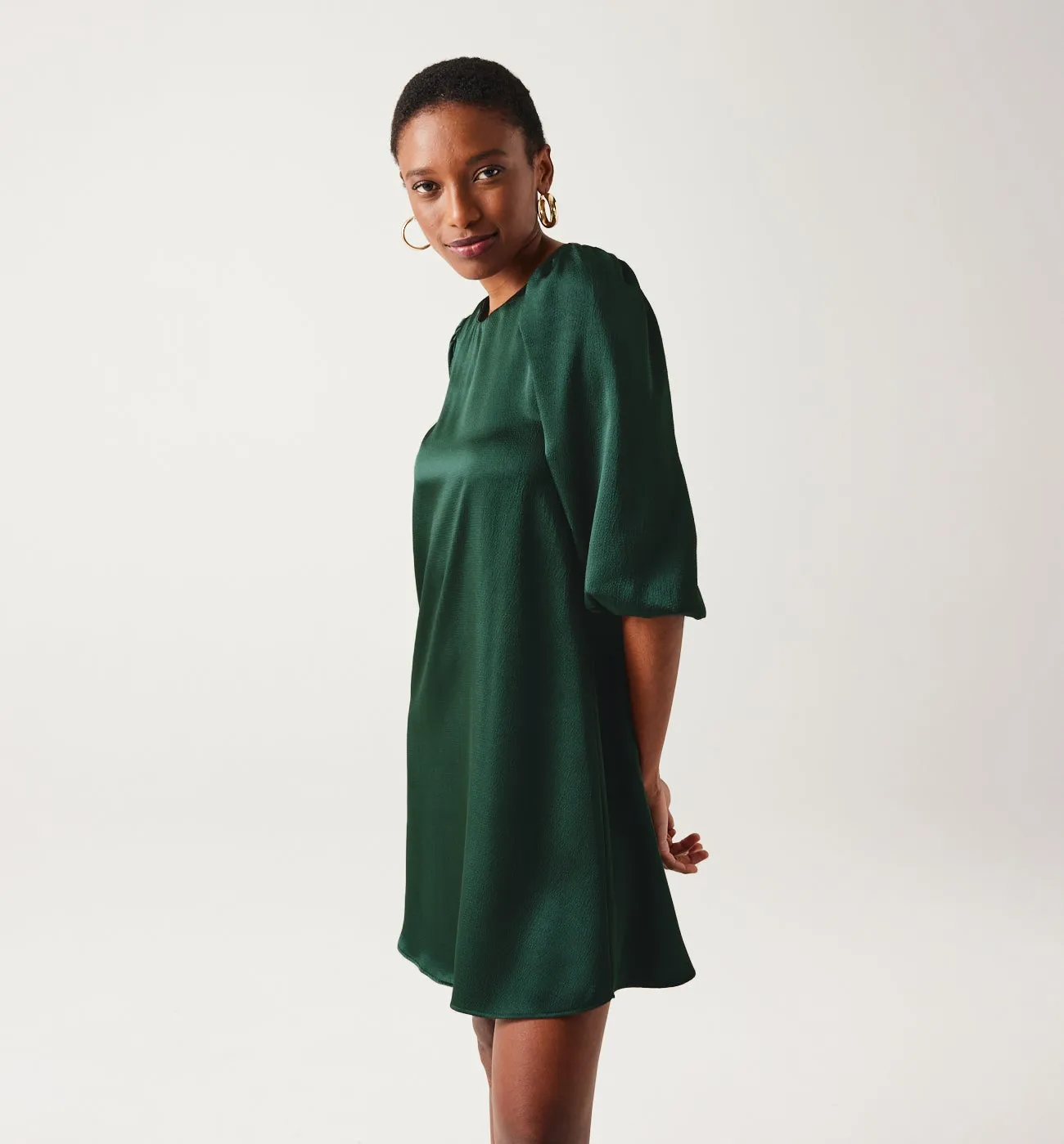 Robe courte en satin Femme - Vert