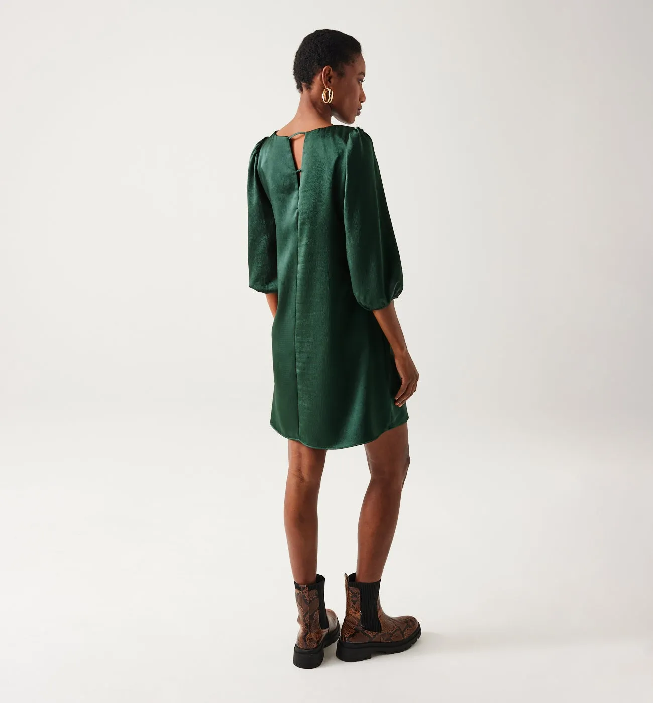 Robe courte en satin Femme - Vert