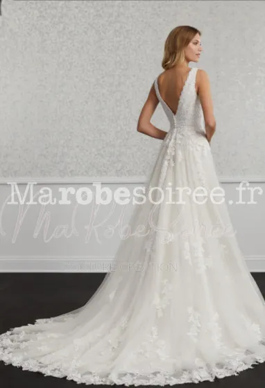 Robe de mariée Océane en Dentelle, Tulle souple