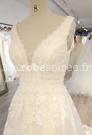 Robe de mariée Océane en Dentelle, Tulle souple