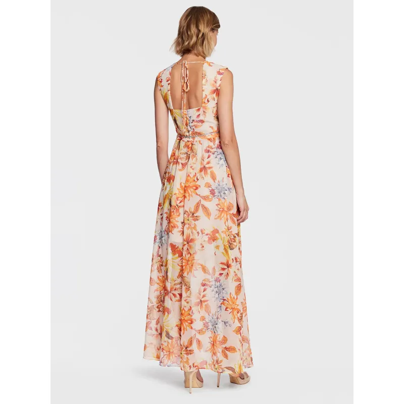 Robe longue à fleurs gilda orange femme - Guess | wimod