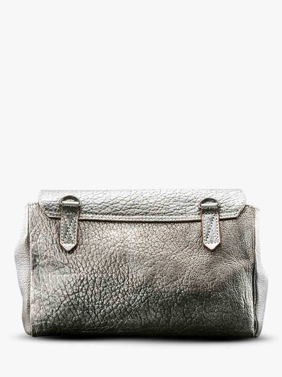 SAC BANDOULIÈRE CUIR ARGENTÉ FEMME Suzon M - Ambre Argenté