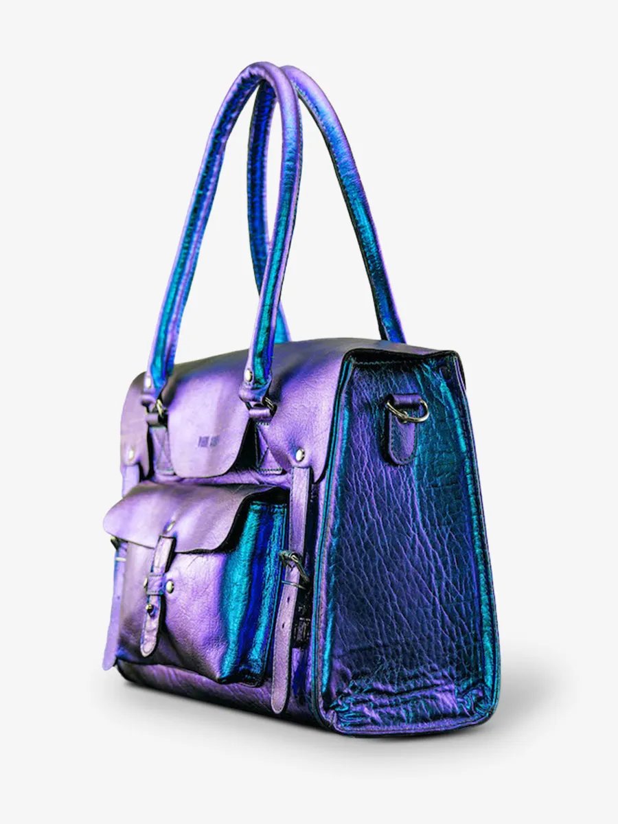 SAC BANDOULIÈRE CUIR BLEU FEMME LeRive Gauche - M - Scarabée